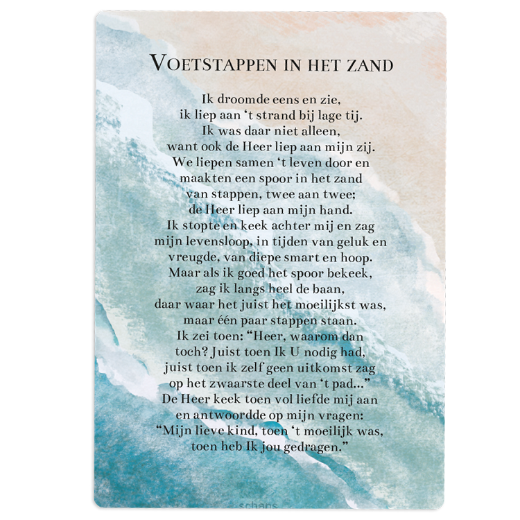 Cadeaubord voetstappen in het zand