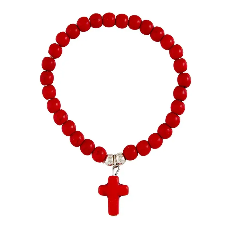 Cross stone bracelet Red