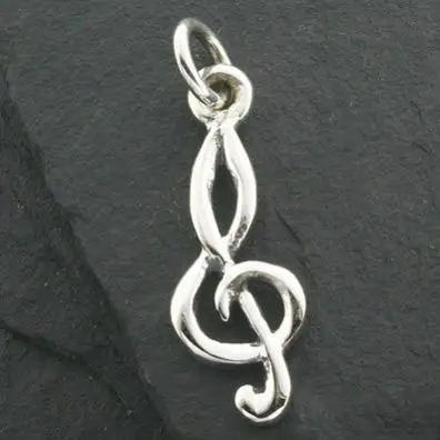 Silver pendant g-cleff 22mm