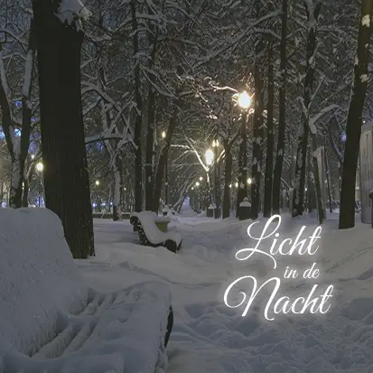 Kerstkaart licht in de nacht