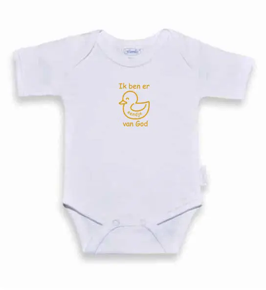 Romper wit/oker 50-56 eendje van God
