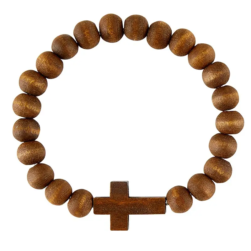 Wood Bracelet Cross Dark Brown