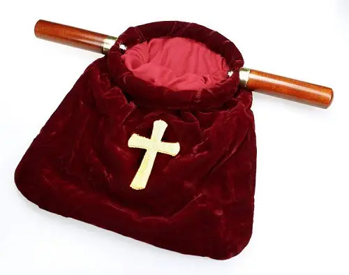 Offering Bag  Red With Cross