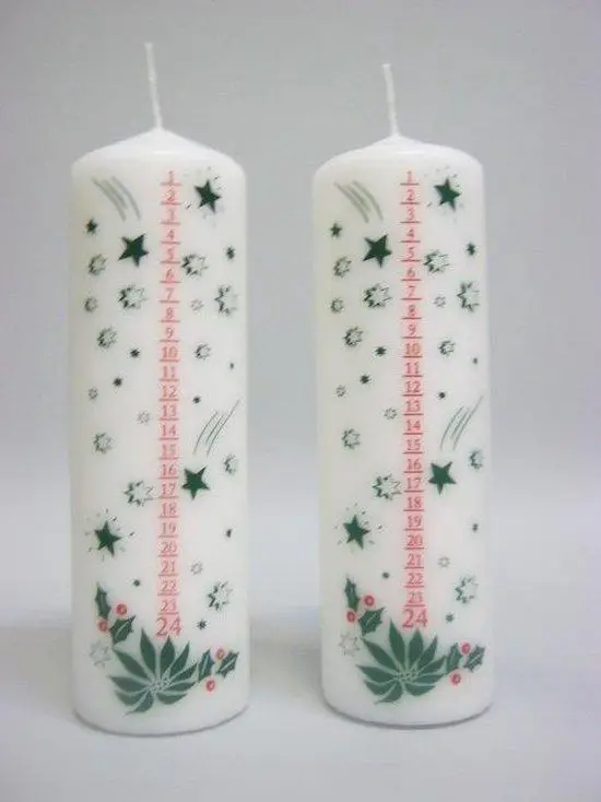 Advent kaars met nummers - 19 x 6,5 cm