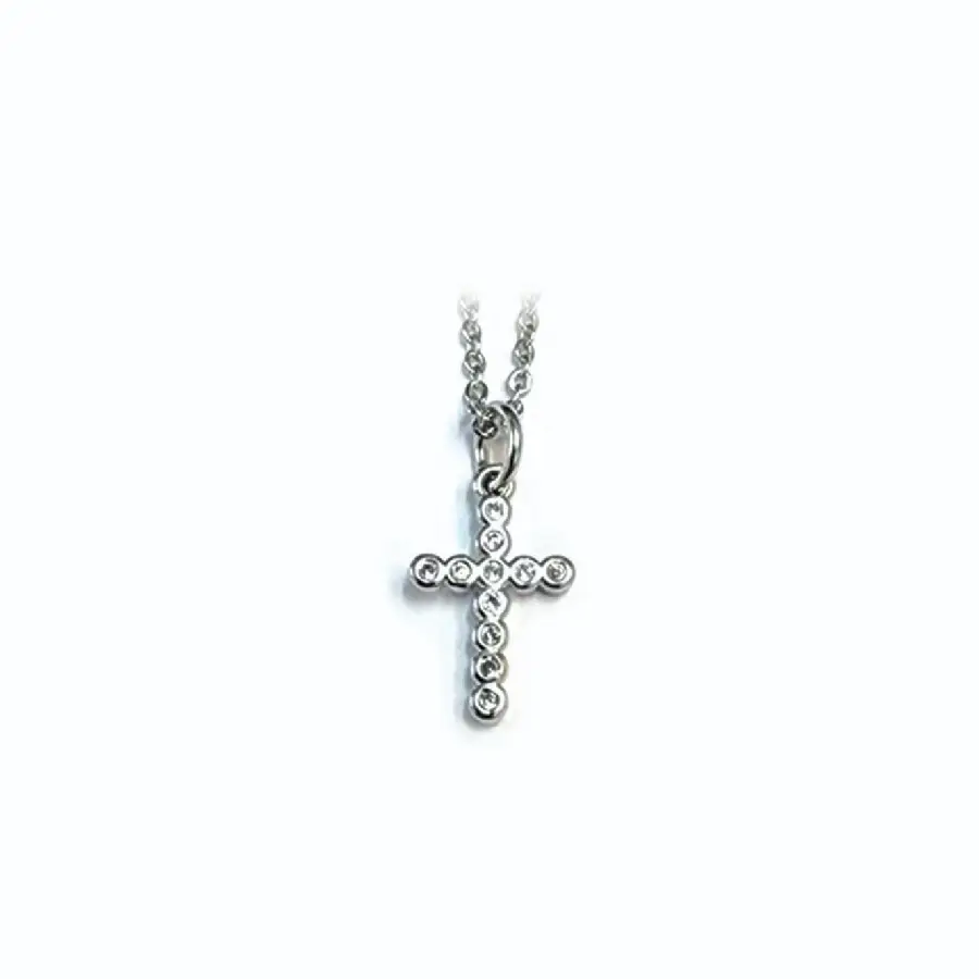 Necklace Crystal Cross small silver
