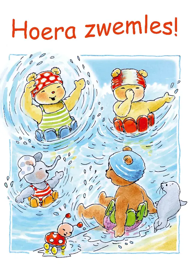 Ansichtkaart 10,5x15 bobbi hoera zwemles