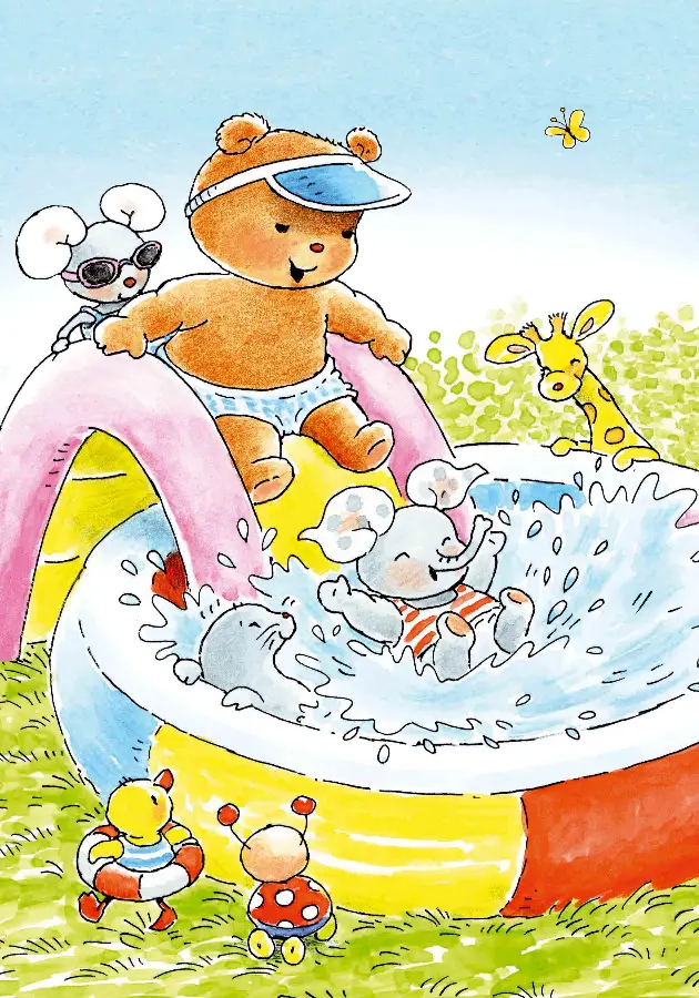 Ansichtkaart 10,5x15 bobbi in zwembadje