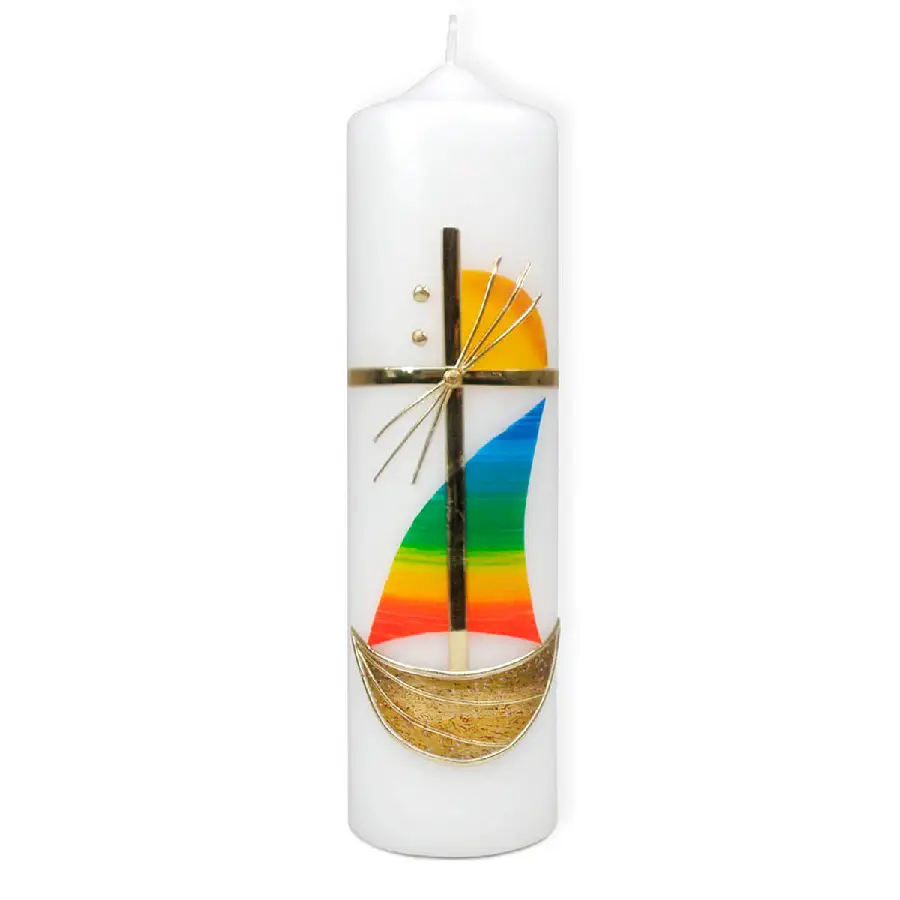 Kaars boot kruis zon 22cm