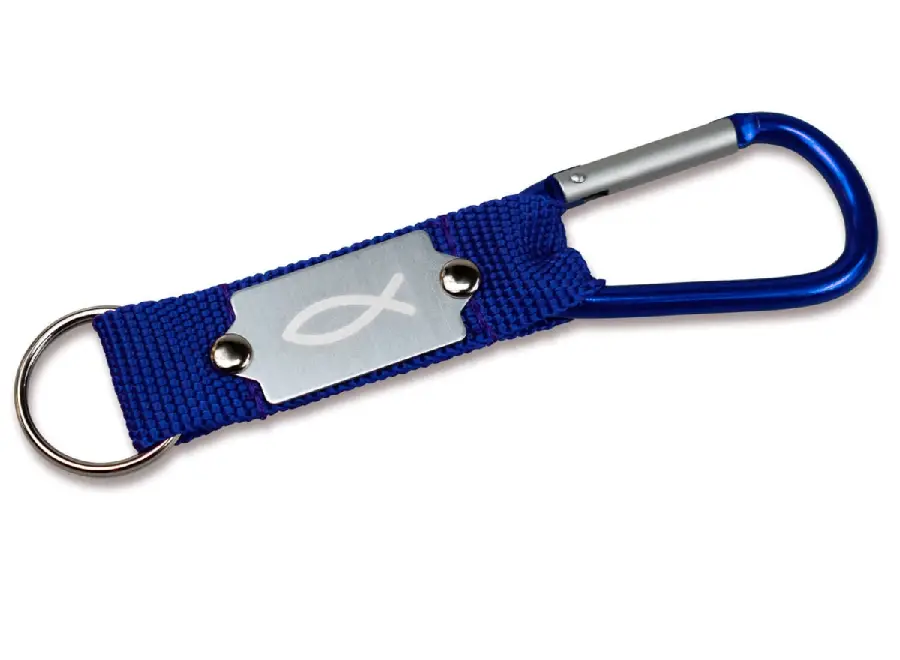 Sleutelhanger karabijn vis blauw