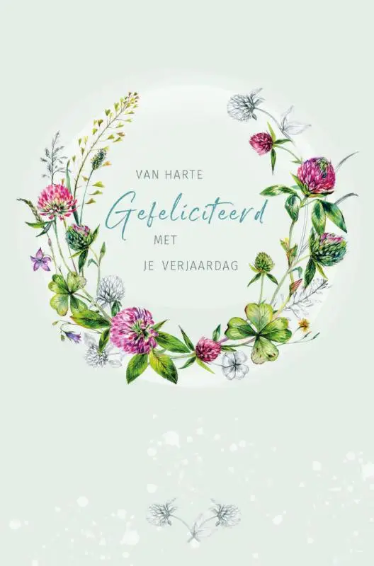 Krans met bloemen van harte gefeliciteer